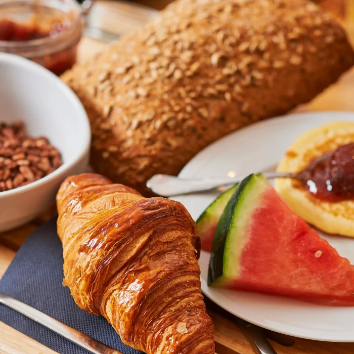 Les Trois Voiles Hotel breakfast plate